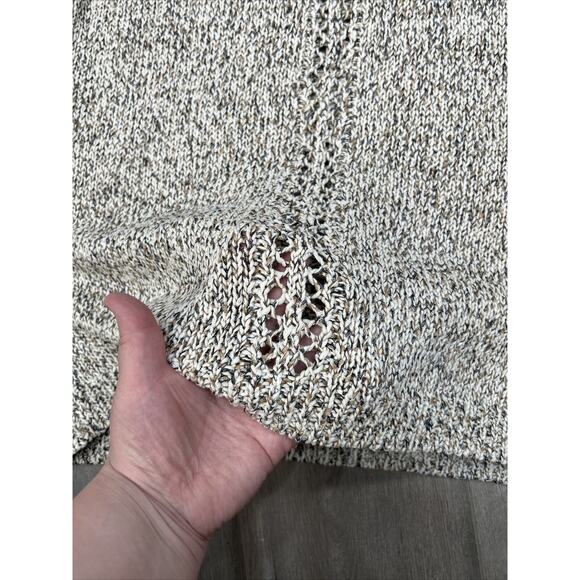 J. Jill Size Medium Marled Knit Cozy Cotton Blend Sweater Neutral Open Knit NWT - Picture 7 of 13